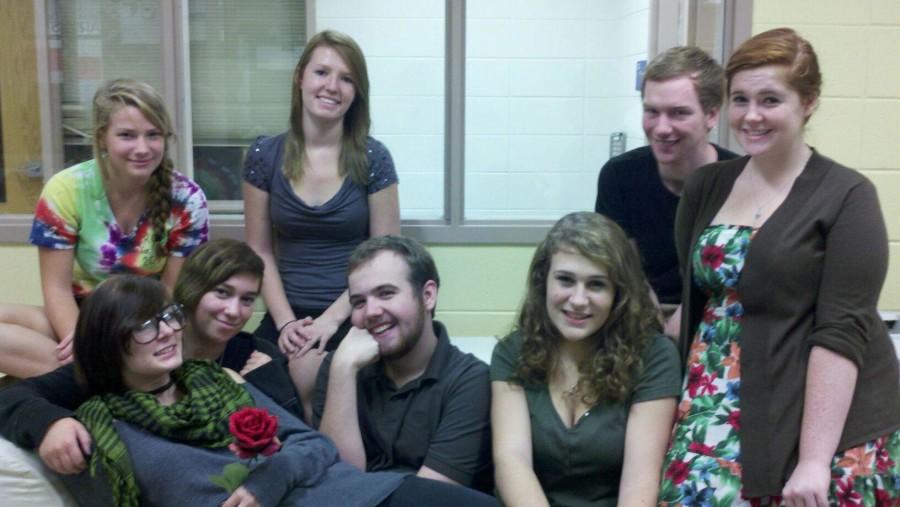 One Act Directors (from left to right) Mallory Turner, Mandy Plummer, Erin Fischer, Brooke Brown, Tim Joyce, Sarah Georgiou, Connor Downes, Cristal Willis