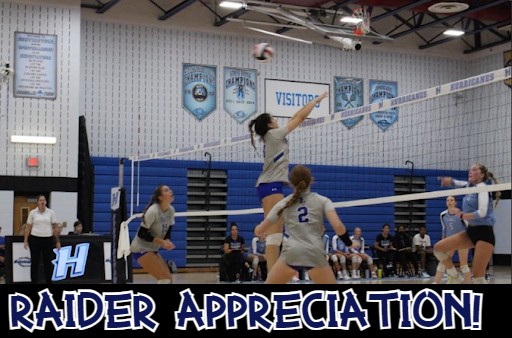 Gretchen Brady Leaps to Block The Ball In Leonardtown VB vs. Huntingtown VB.